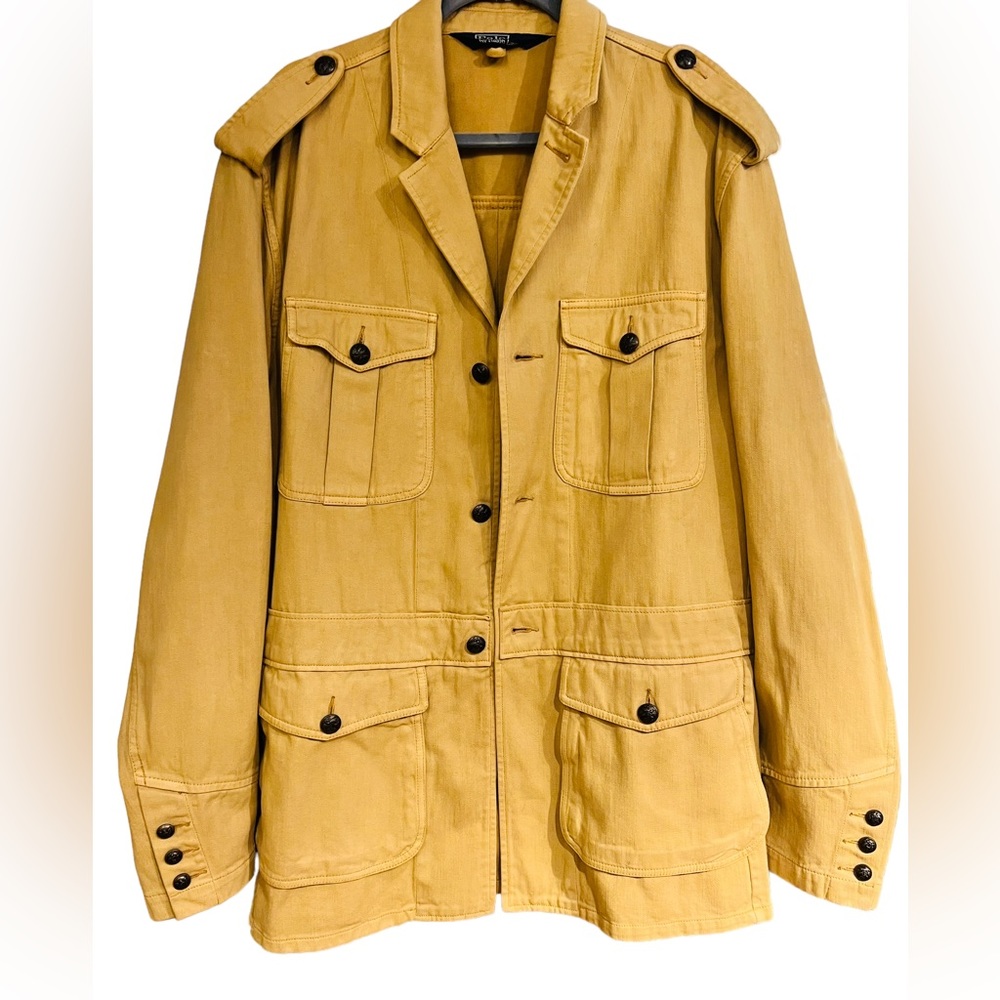 Polo 80s Vintage by Ralph Lauren Thick 100% Cotton Canvas Long Jacket Size XL - Picture 10 of 12